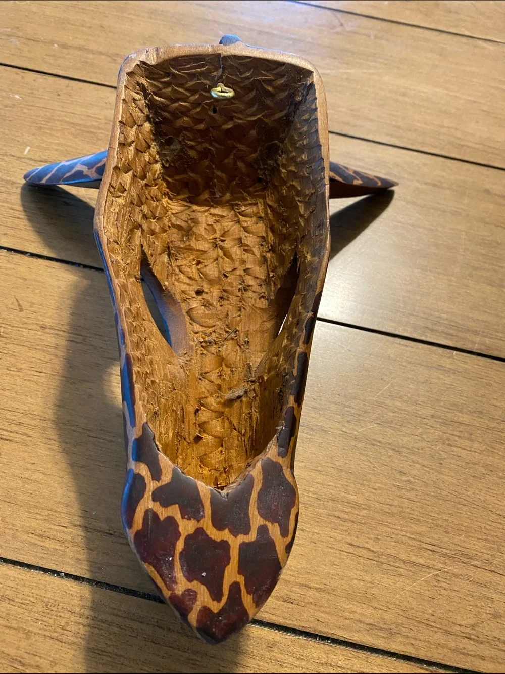 Set of 2 wooden Hand carved Brown Giraffes & one Cheetah Wall Masks from Kenya